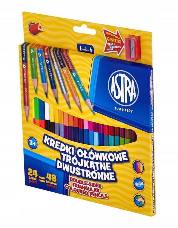 Astra blyanter 24 stk=48 farver trekantet AS312116004