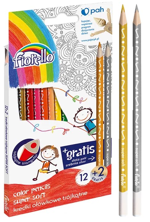 Fiorello Super Soft Pennor 12 färger + 2 gratis vässare triangulära 170-2150