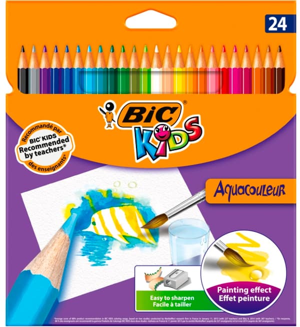 BIC Kids Aquacouleur Akvarelblyanter 24 farver