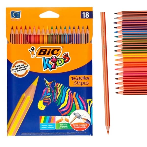 BIC Kids Eco Evolution Stripes 18 färger pennor