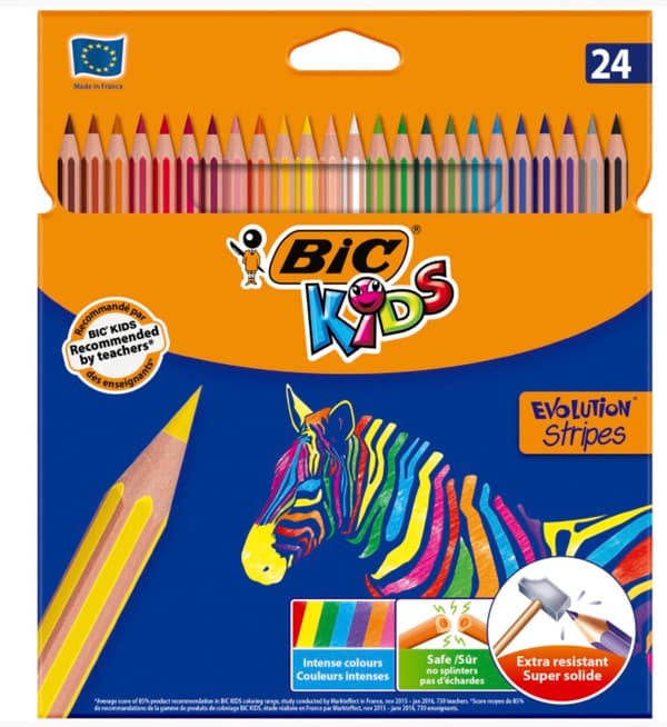 BIC Kids Eco Evolution Stripes 24 farver blyanter
