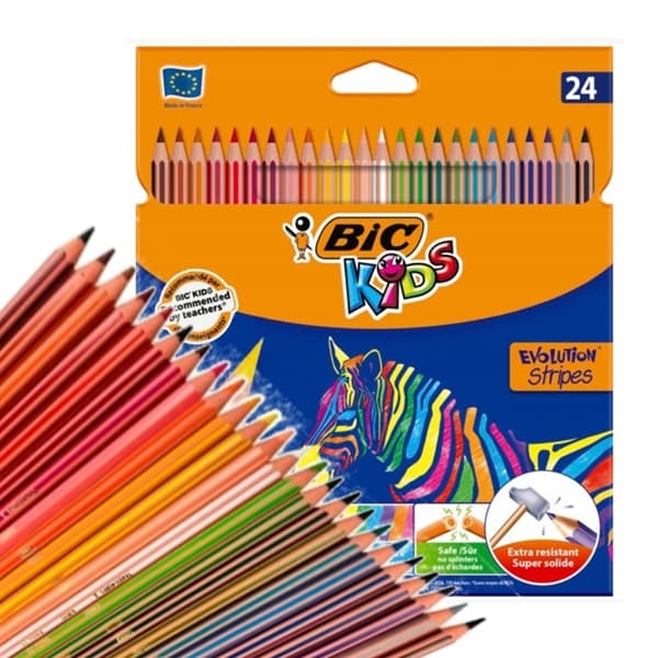 BIC Kids Eco Evolution Stripes 24 väriä kynät