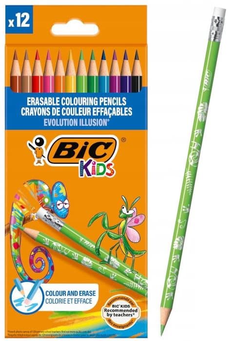 BIC Kids Eco Illusion 12 färger pennor med suddgummi