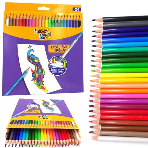 BIC Kids Eco Illusion 24 färger pennor med suddgummi