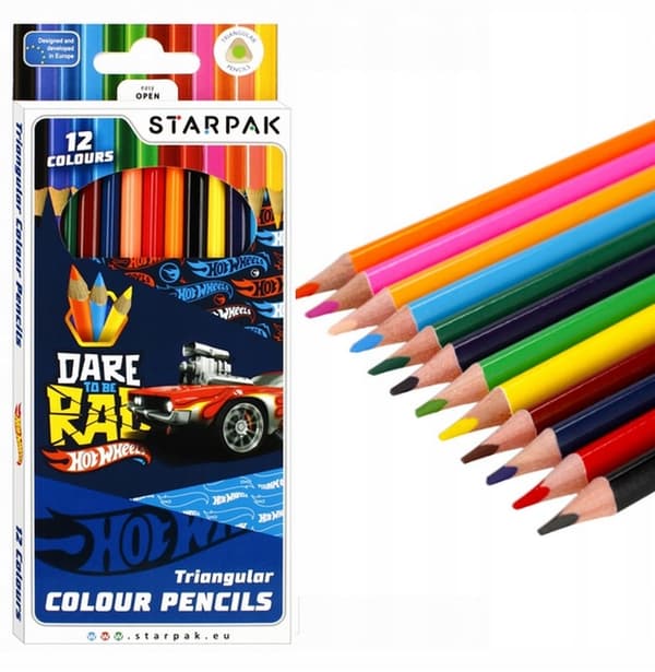 Hot Wheels 12-färgade triangulära pennor