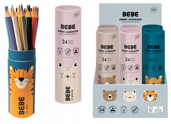 BEBE-kynät putkessa, kestävät, 24 väriä