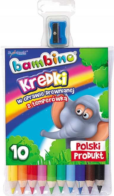 Bambino puiset väriliidut 10 väriä + teroitin
