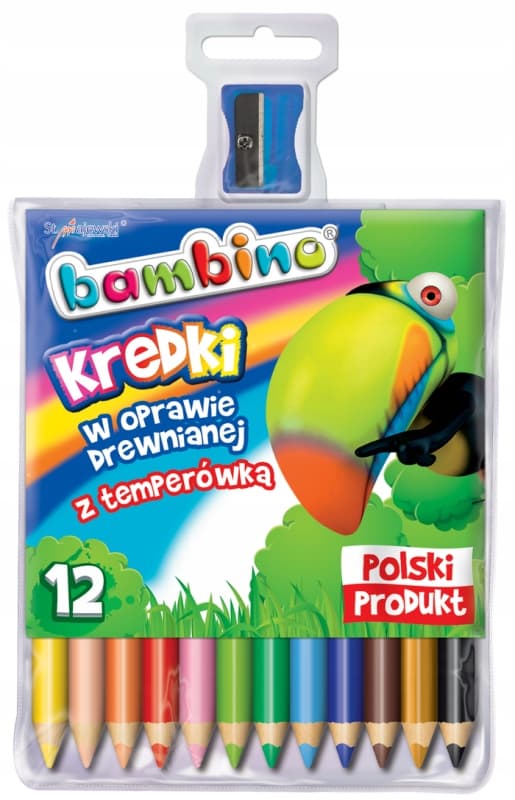 Bambino puiset väriliidut teroittimella 12 kpl