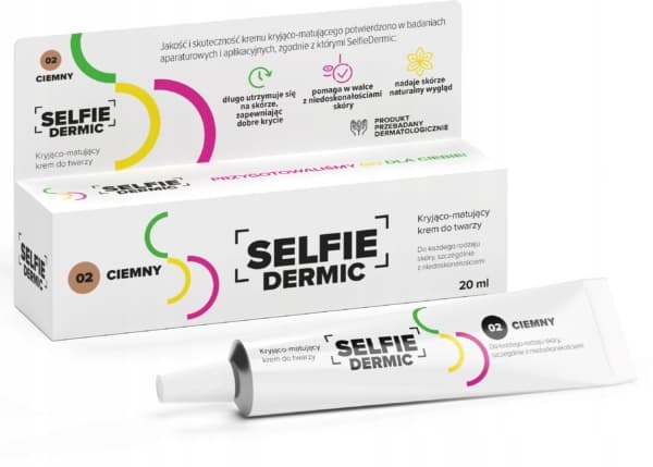 SelfieDermic peittävä mattapintainen kasvovoide sävy 02 tumma 20 ml