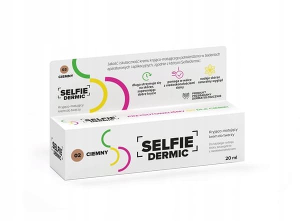 SelfieDermic peittävä mattapintainen kasvovoide sävy 02 tumma 20 ml