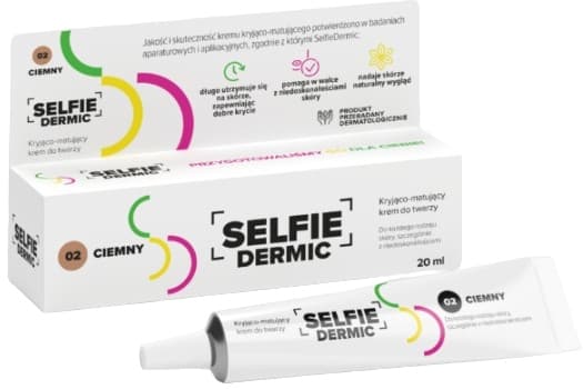 SelfieDermic peittävä mattapintainen kasvovoide sävy 02 tumma 20 ml