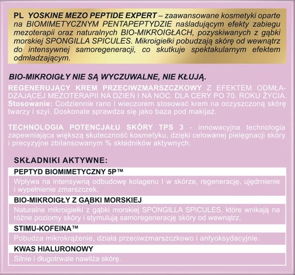 YOSKINE Mezo Uudistava Ryppyvoide 70+ Päivälle ja Yölle 50 ml