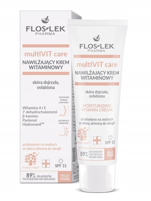 FLOSLEK Multivit Care kosteuttava vitamiinivoide ikääntyvälle iholle SPF15 50ml