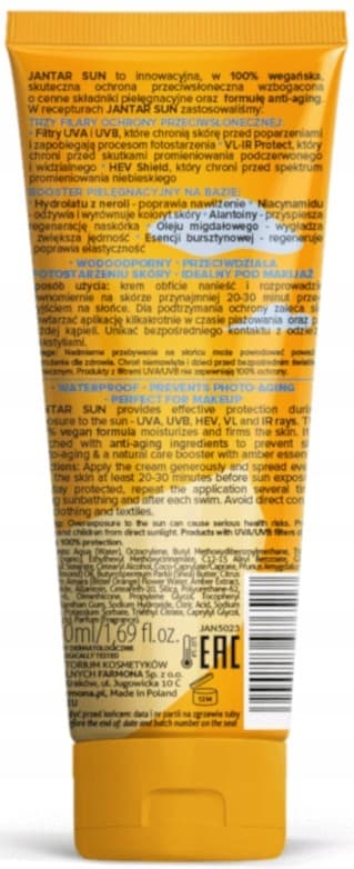 FARMONA JANTAR SUN Kosteuttava kasvovoide auringonottoon SPF 50 50 ml
