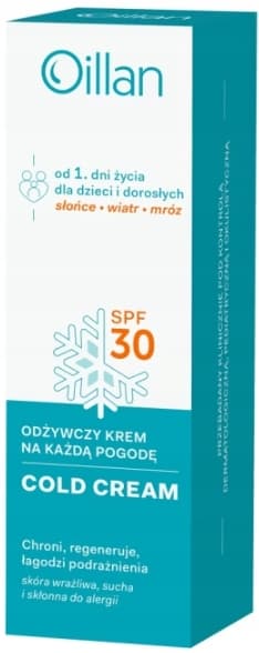 OILLAN COLD CREAM ravitseva kasvovoide SPF30 kaikille sääolosuhteille 50 ml