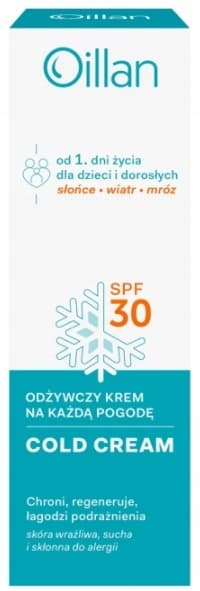 OILLAN COLD CREAM ravitseva kasvovoide SPF30 kaikille sääolosuhteille 50 ml