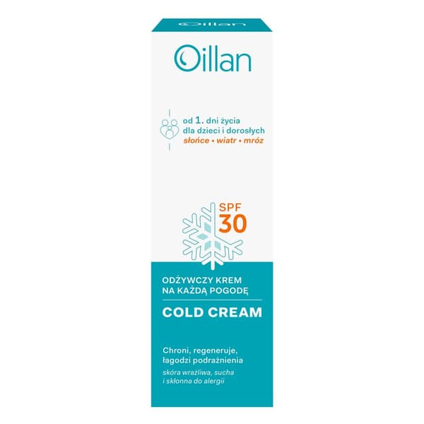 OILLAN COLD CREAM ravitseva kasvovoide SPF30 kaikille sääolosuhteille 50 ml