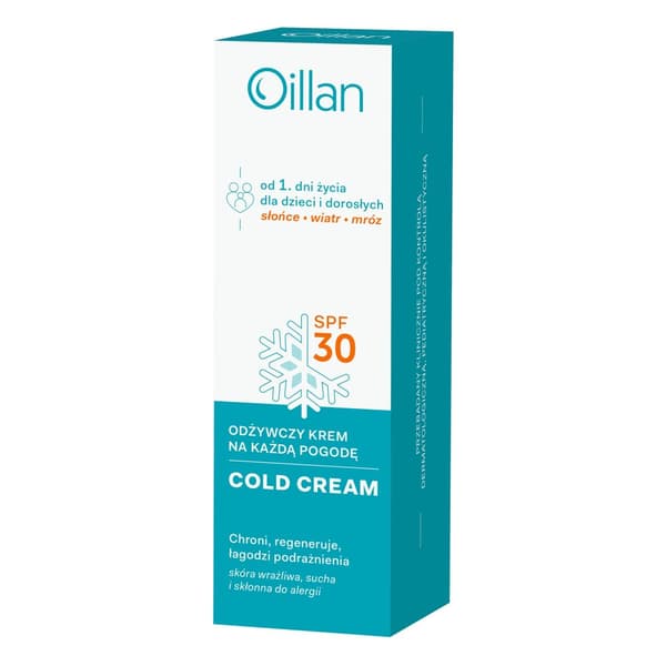 OILLAN COLD CREAM ravitseva kasvovoide SPF30 kaikille sääolosuhteille 50 ml