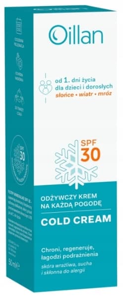 OILLAN COLD CREAM ravitseva kasvovoide SPF30 kaikille sääolosuhteille 50 ml