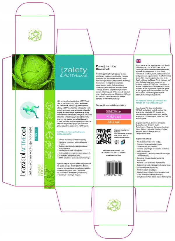 Brassicol ACTIVEcool Rauhoittava geeli vammoihin ja turvotukseen 100 ml