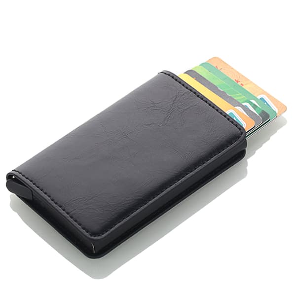 Professionell Korthållare Aluminium Pu-Läder (RFID NFC Skydd)