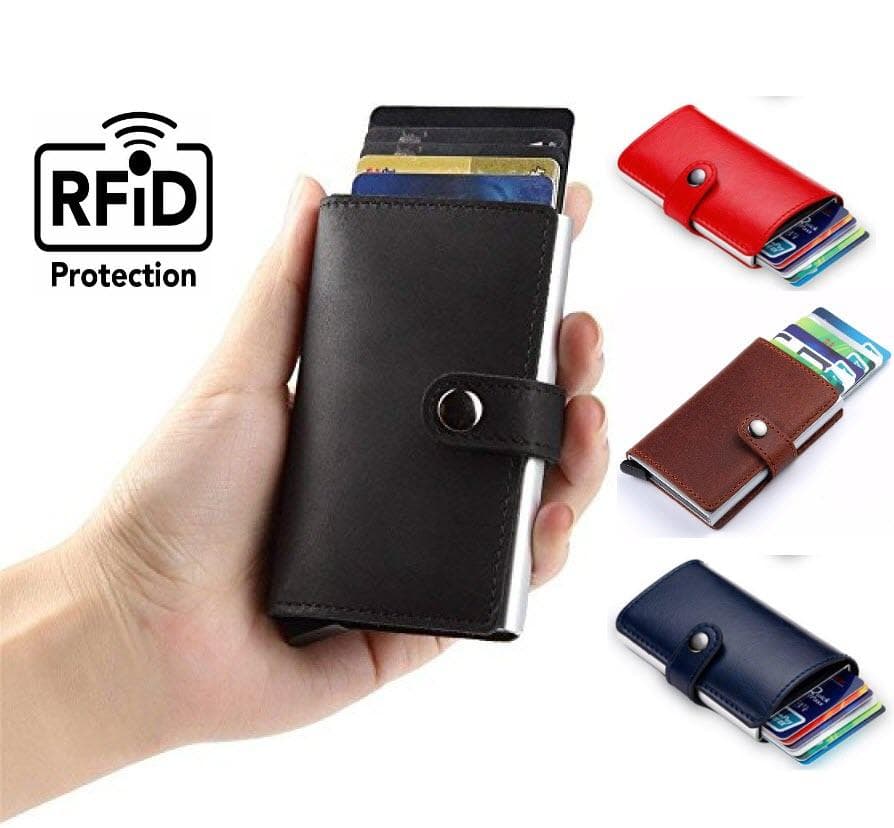 Card holder with RFID protection Banknote Aluminum and split leather