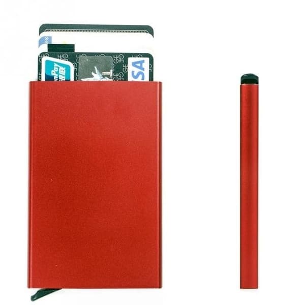 RFID Blocking Credit Card Pop-up Korthållare - Röd