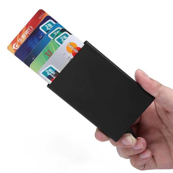 Metal Pop-Up Card Holder med RFID Shelter Silver