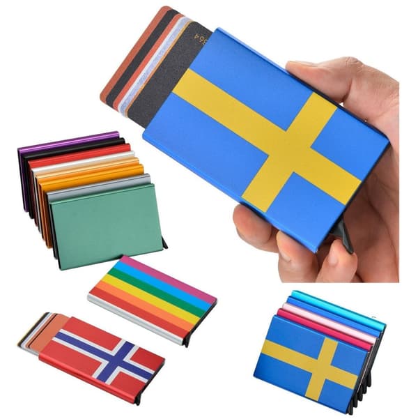 Korthållare med RFID-skydd . Pop-up . 15 Olika Färger - Svart Silver