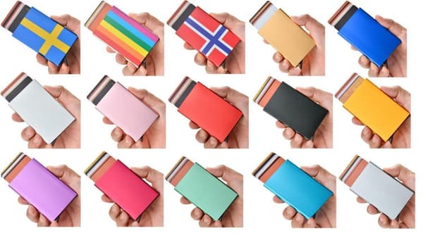 Korthållare med RFID-skydd . Pop-up . 15 Olika Färger - Svart