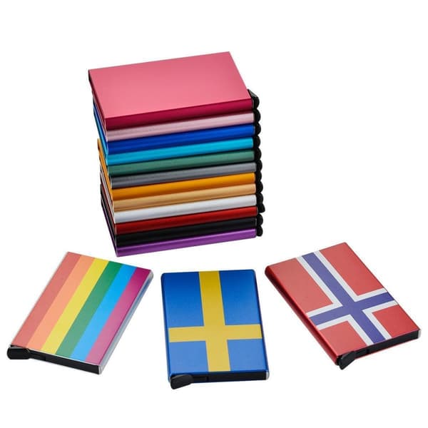 Korthållare med RFID-skydd . Pop-up . 15 Olika Färger - Svart