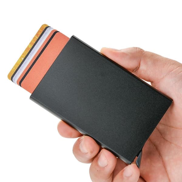 Korthållare med RFID-skydd . Pop-up . 15 Olika Färger - Svart