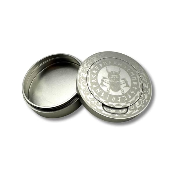 Snusboks i aluminium for all snus med rom viking gammelt skrift