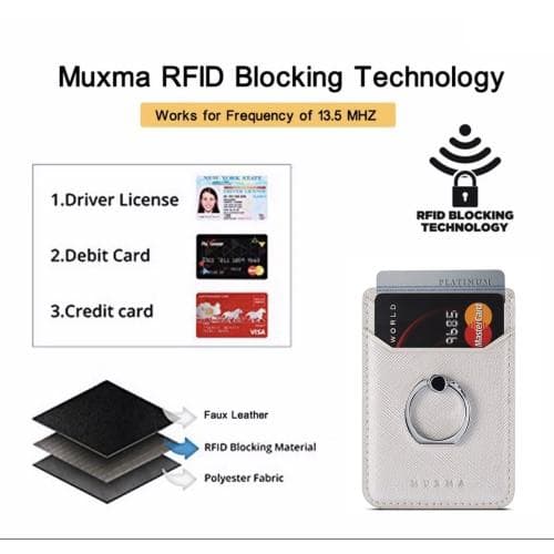 MUXMA Korthållare Ring Ställ RFID Blockerande Kreditkort - Vit