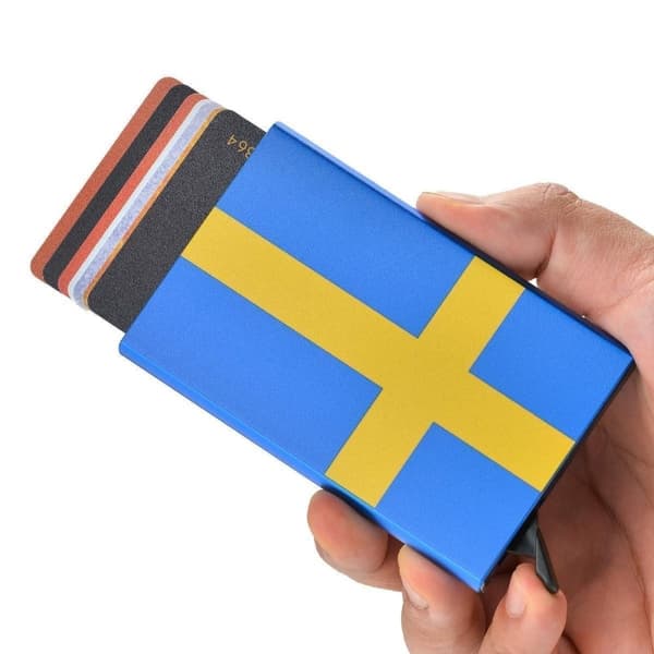 2ST Pop Up Korthållare . Sverige Flagga o Orange