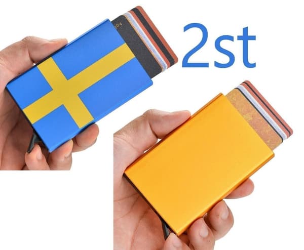 2ST Pop Up Korthållare . Sverige Flagga o Orange