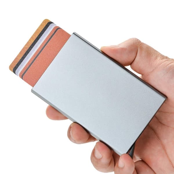 Korthållare med RFID-skydd . Pop-up . 15 Olika Färger - Mörkgrå