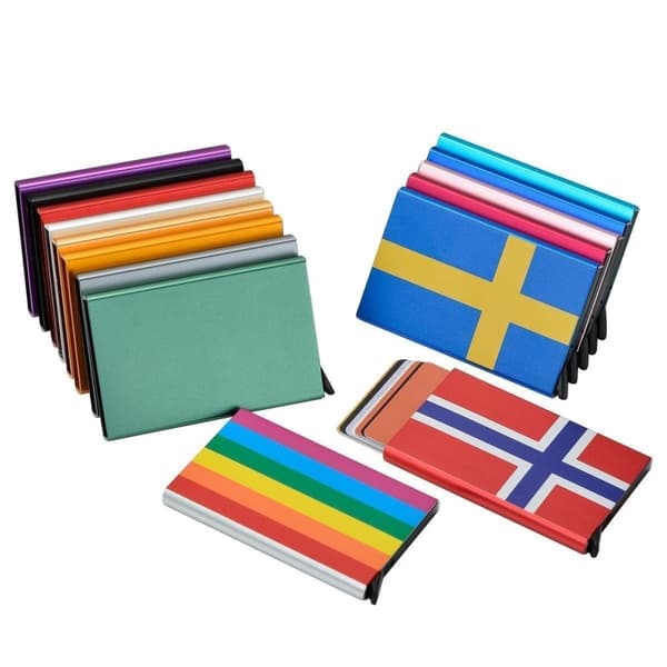 Korthållare med RFID-skydd . Pop-up