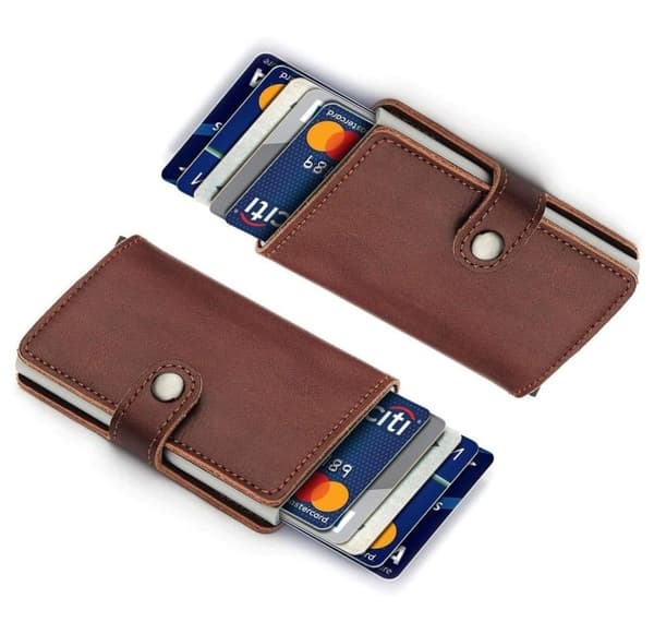 2-Pack Korthållare skjuter fram kort m läderjacka o sedelfack