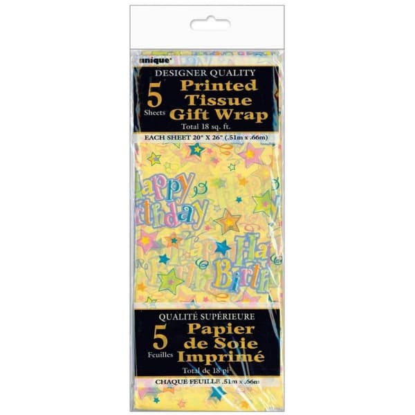 Unique Party Presentpapper för födelsedagskalas i silkespapper (5-pack) Multicoloured One Size