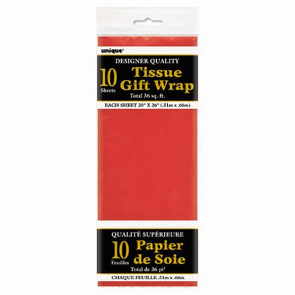 Unique Party Tissue Paper (Pack of 10) Red One Size