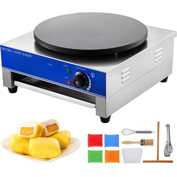 3kW 50-300°C justerbar elektrisk crepemaskin med verktygslåda, 40cm diameter värmeplatta, exakt temperaturkontroll