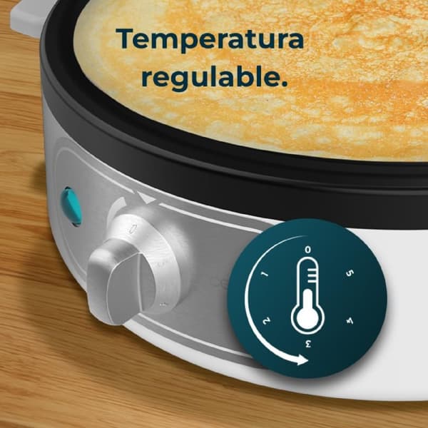 Cecotec 1200 W electric crepe maker with non-stick coating and adjustable power.