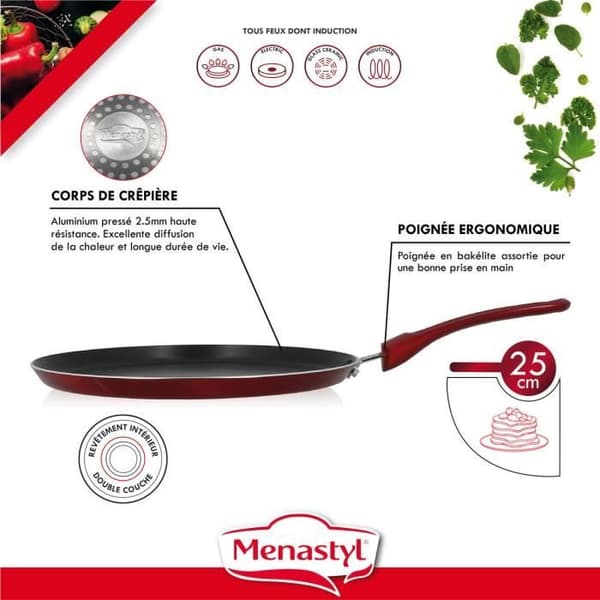 MENASTYL - KÖRSBÄRSKREP 26CM I INDUKTIONSKOMPATIBEL ALUMINIUM