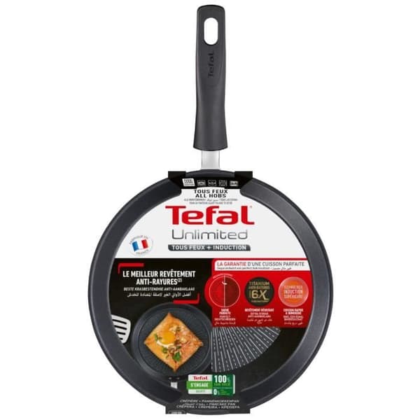 TEFAL G2553802 Obegränsad Crepe pan 25 cm, Induktion, Säker och resistent non-stick beläggning, Thermo-Signal™, Tillverkad i