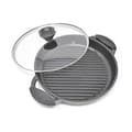 Miniatyrbild 3 av 4: joeji's Kitchen Ribbed Cast Iron Skillet | Gjutjärnsgrillpanna 27 cm för köket | Stor gjutjärnskastrull med lock