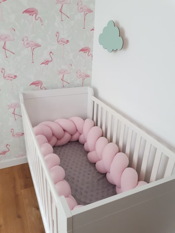 Sengeomkreds - bumper pude - bed snake fletpude - 3,5 meter - lys pink