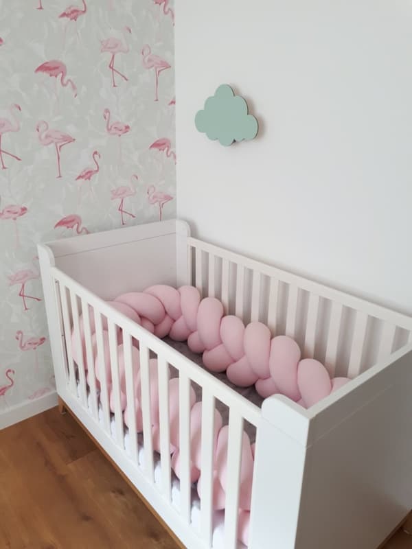 Sengeomkreds - bumper pude - bed snake fletpude - 3,5 meter - lys pink