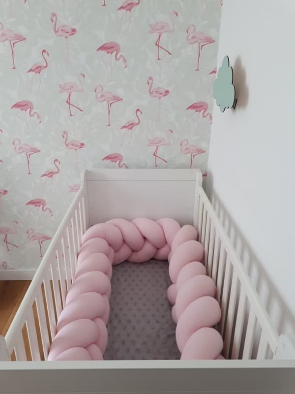Sengeomkreds - bumper pude - bed snake fletpude - 3,5 meter - lys pink