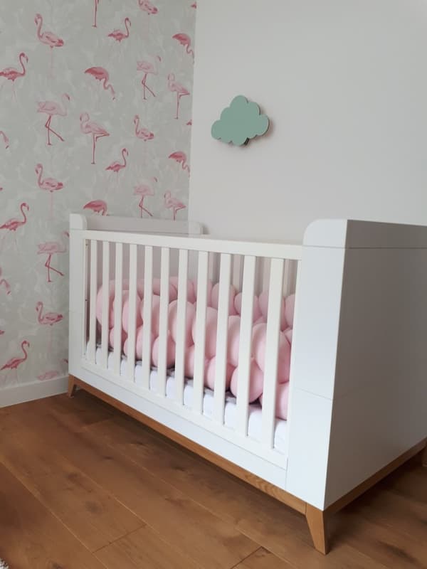 Sengeomkreds - bumper pude - bed snake fletpude - 3,5 meter - lys pink